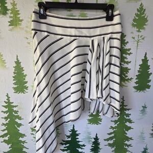 Striped Asymmetrical Skirt - Black and White